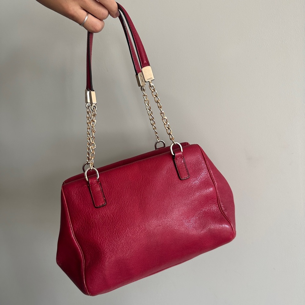 Red leather coach purse